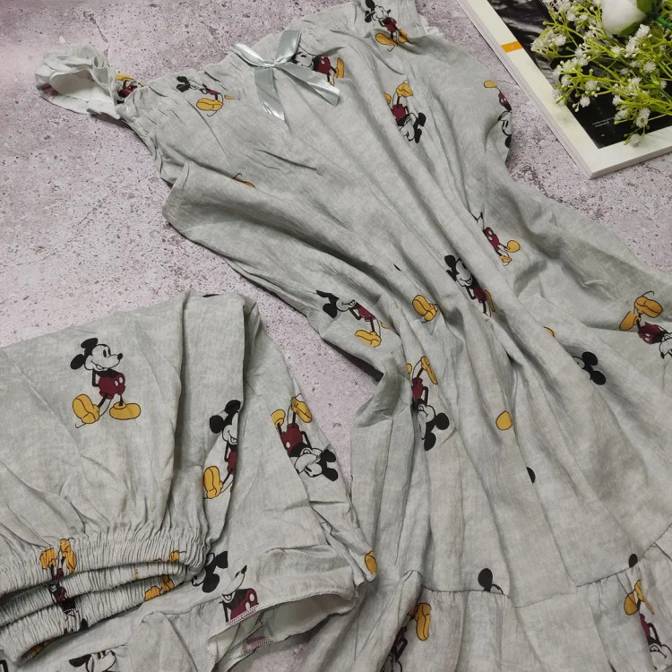 تاپ شلوارک میکی طوسی